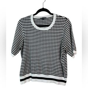 Adrianna Papell Black & White Patterned Short Sleeve Knit Top XL